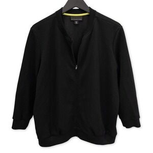 Attention Womens XL Bomber Jacket Style Black Textured Business Casual Moto Goth